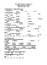 Đề cương ôn thi học kỳ 1 môn Tiếng Anh Lớp 6 - Năm học 2015-2016